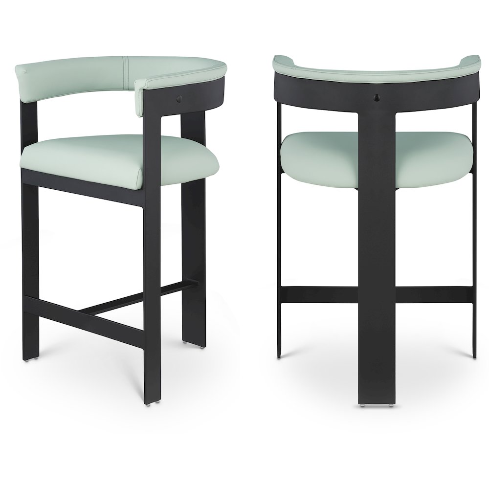 Romeo Mint Green Vegan Leather Counter Stool, Set of 2