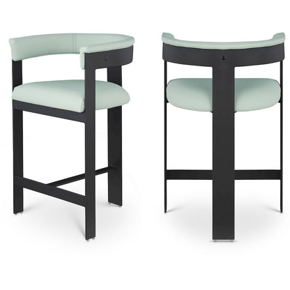 Romeo Mint Green Vegan Leather Counter Stool, Set of 2