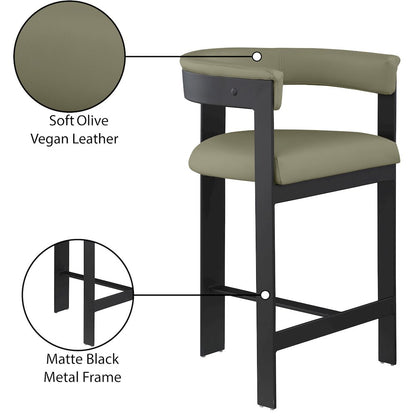 Romeo Olive Green Vegan Leather Counter Stool, Set of 2