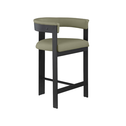 Romeo Olive Green Vegan Leather Counter Stool, Set of 2