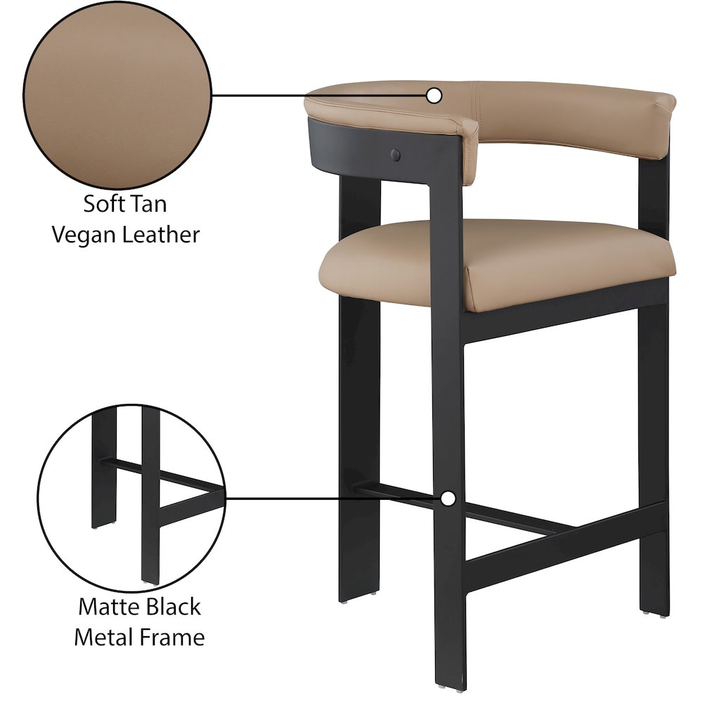 Romeo Tan Vegan Leather Counter Stool, Set of 2