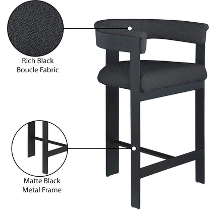 Romeo Black Boucle Fabric Counter Stool, Set of 2