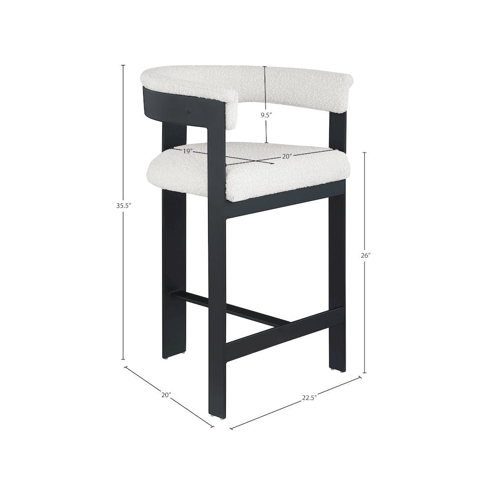 Romeo Cream Boucle Fabric Counter Stool, Set of 2