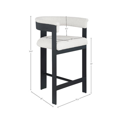 Romeo Cream Boucle Fabric Counter Stool, Set of 2