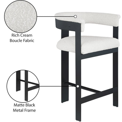Romeo Cream Boucle Fabric Counter Stool, Set of 2