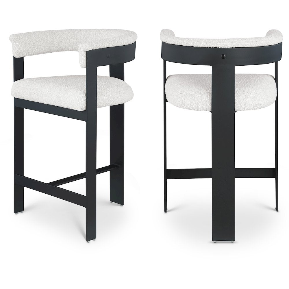 Romeo Cream Boucle Fabric Counter Stool, Set of 2