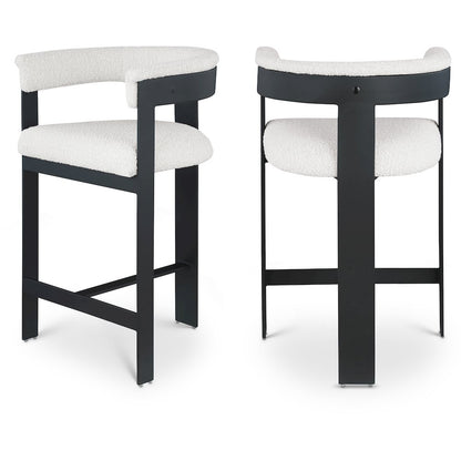 Romeo Cream Boucle Fabric Counter Stool, Set of 2