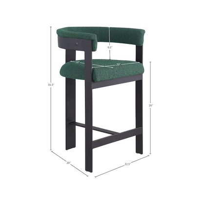 Romeo Green Boucle Fabric Counter Stool, Set of 2