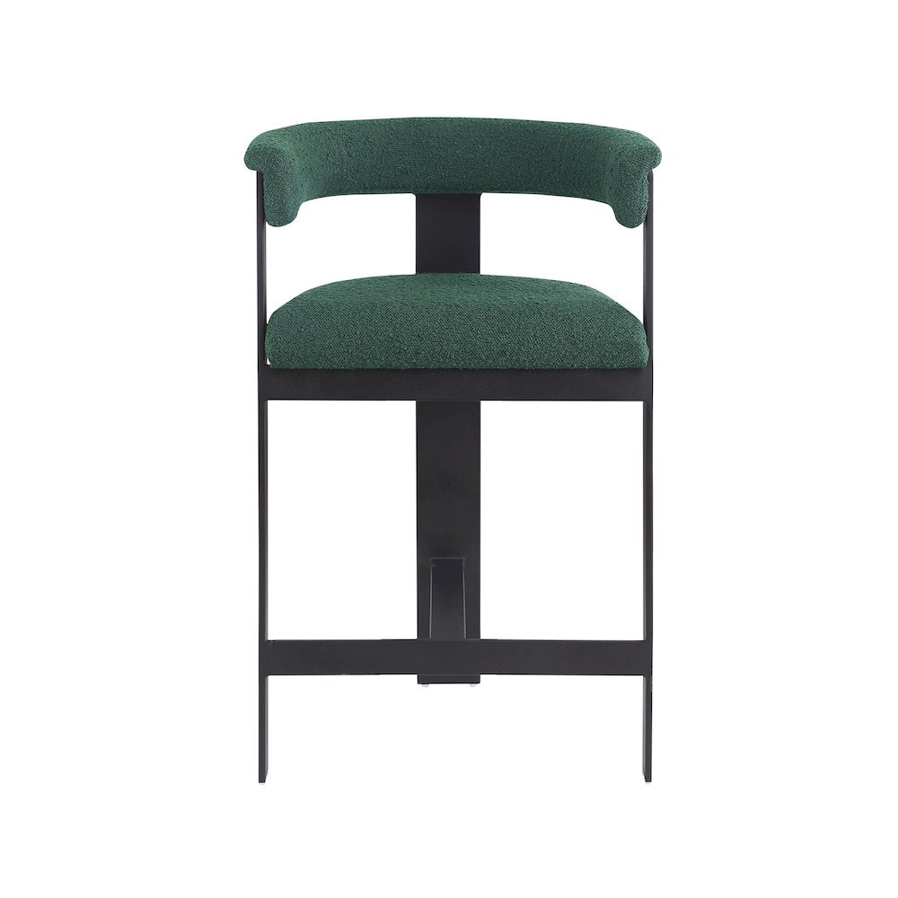 Romeo Green Boucle Fabric Counter Stool, Set of 2