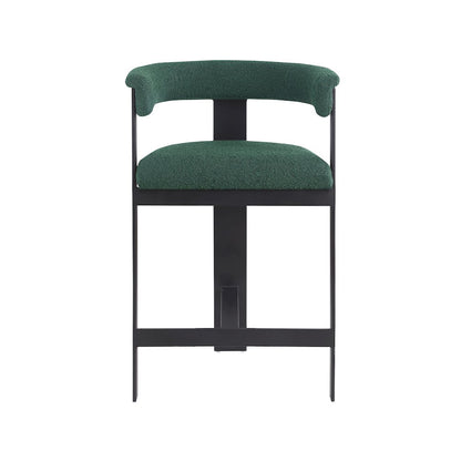 Romeo Green Boucle Fabric Counter Stool, Set of 2