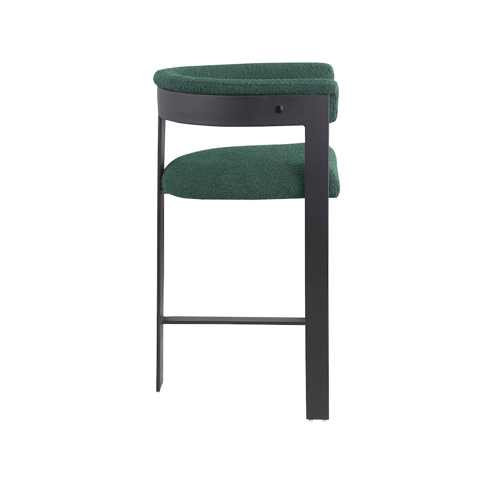 Romeo Green Boucle Fabric Counter Stool, Set of 2