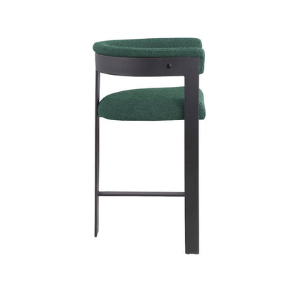 Romeo Green Boucle Fabric Counter Stool, Set of 2