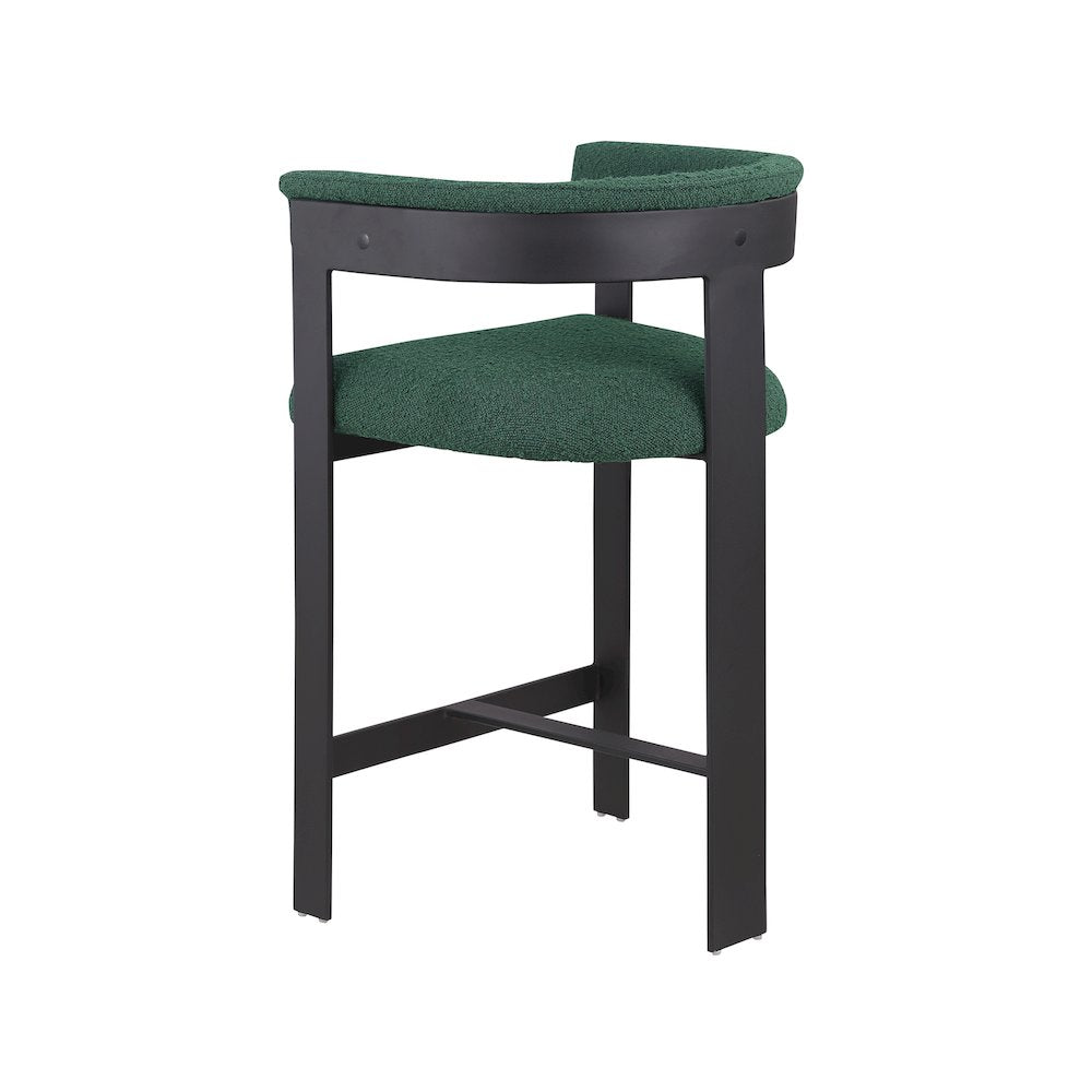 Romeo Green Boucle Fabric Counter Stool, Set of 2