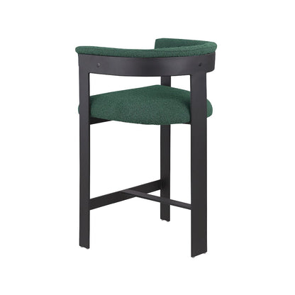 Romeo Green Boucle Fabric Counter Stool, Set of 2