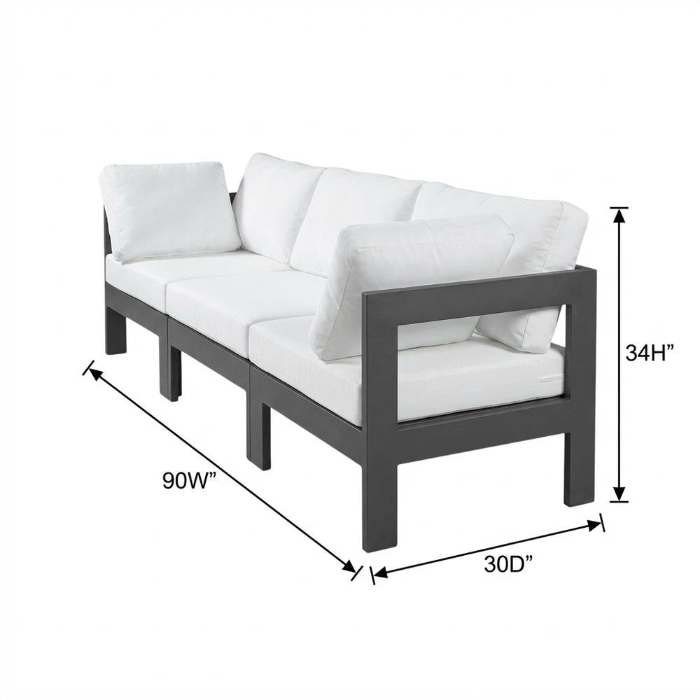 White Fabric Outdoor Modular Sofa With Contemporary Style And Cushioned Back