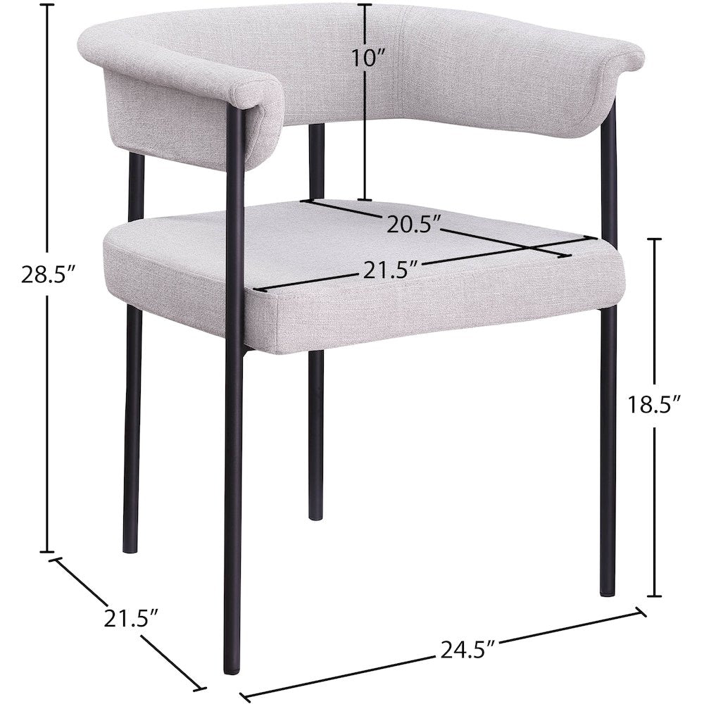 Malin Grey Linen Textured Fabric Dining Chair, Set of 2