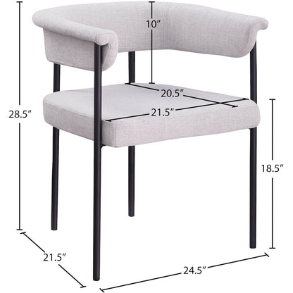 Malin Grey Linen Textured Fabric Dining Chair, Set of 2