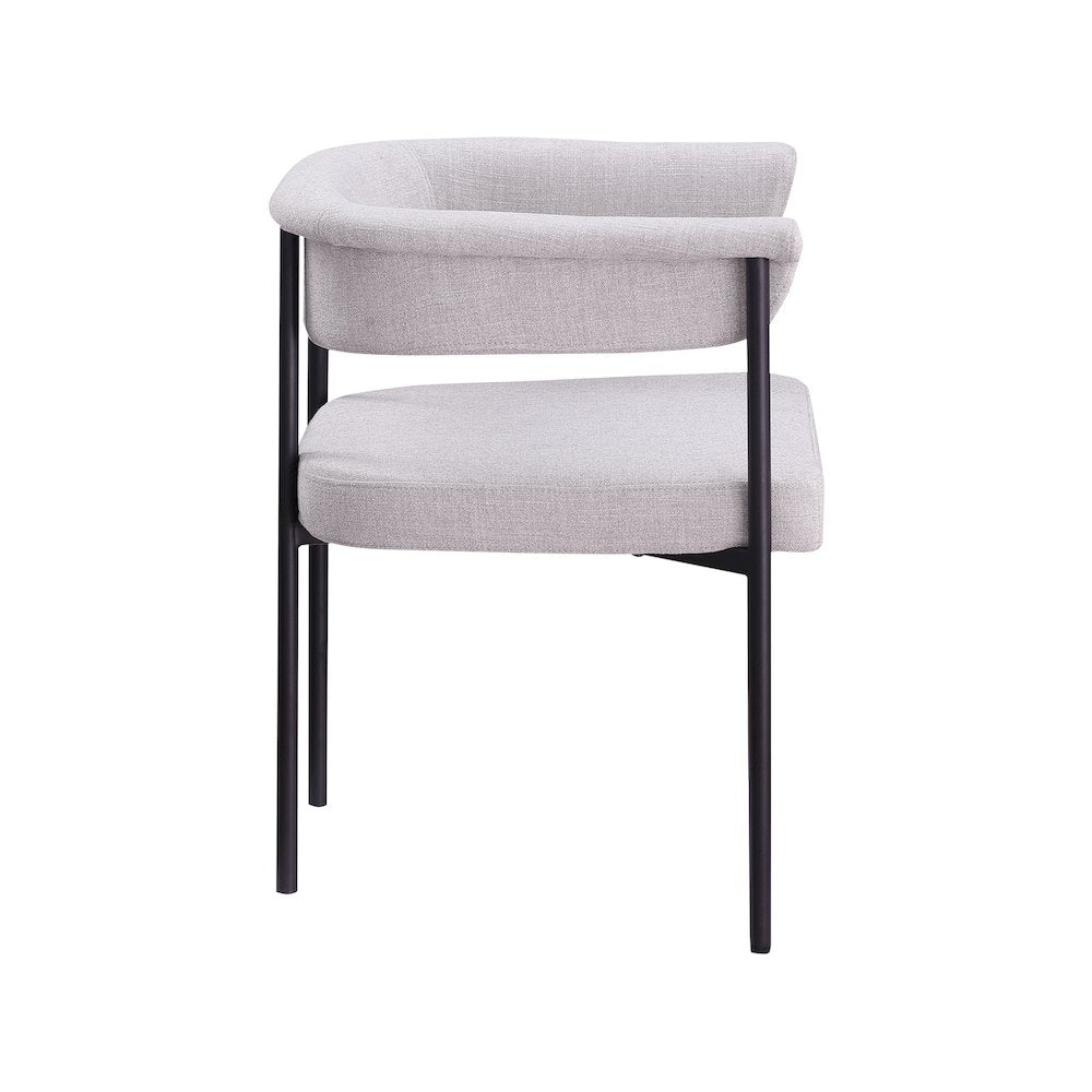 Malin Grey Linen Textured Fabric Dining Chair, Set of 2