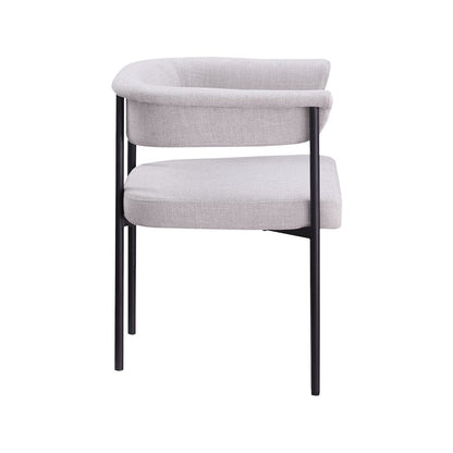 Malin Grey Linen Textured Fabric Dining Chair, Set of 2