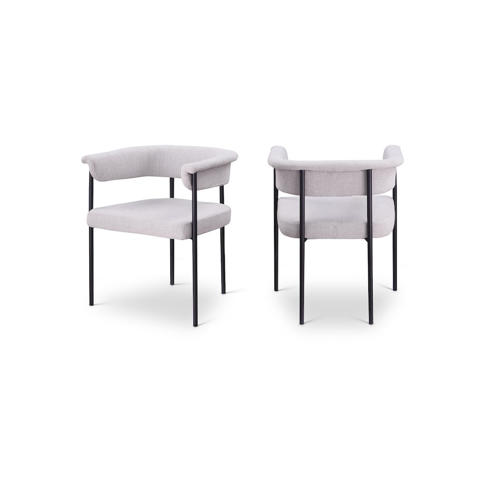 Malin Grey Linen Textured Fabric Dining Chair, Set of 2