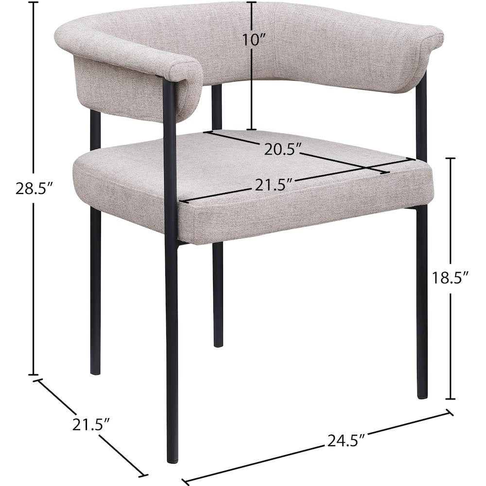 Malin Taupe Linen Textured Fabric Dining Chair, Set of 2