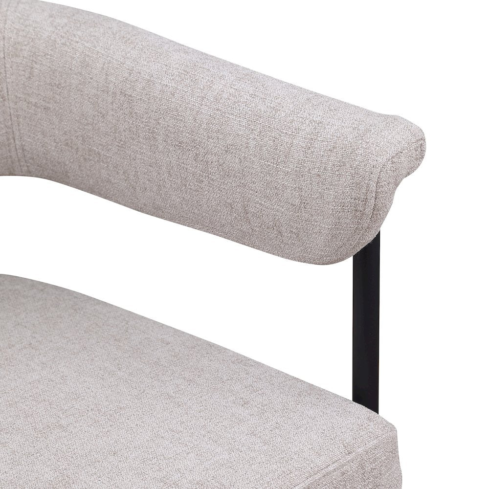 Malin Taupe Linen Textured Fabric Dining Chair, Set of 2