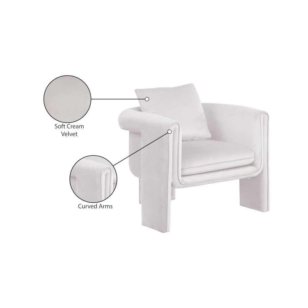 Sloan Cream Velvet Accent Chair