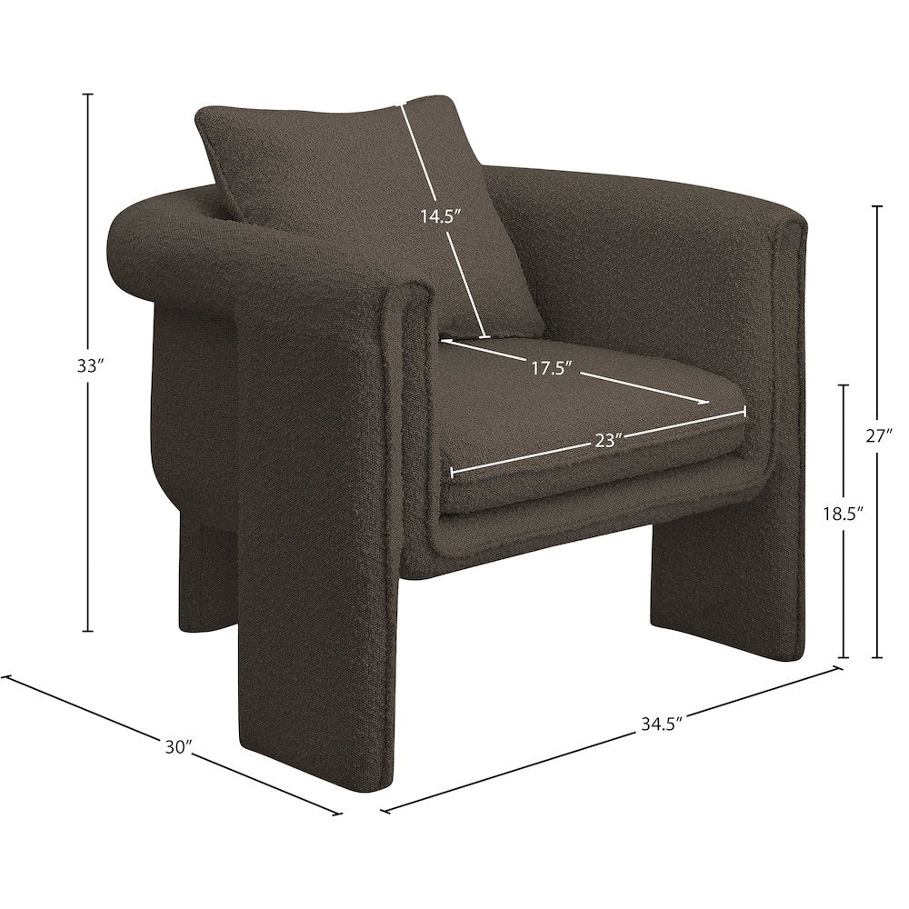 Stylus Brown Boucle Fabric Accent Chair