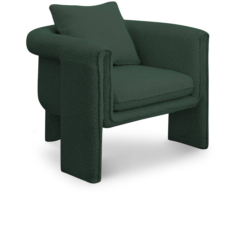 Stylus Green Boucle Fabric Accent Chair