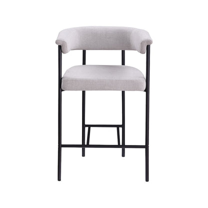 Malin Grey Linen Textured Fabric Counter Stool, Set of 2