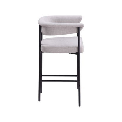 Malin Grey Linen Textured Fabric Counter Stool, Set of 2