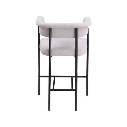 Malin Grey Linen Textured Fabric Counter Stool, Set of 2
