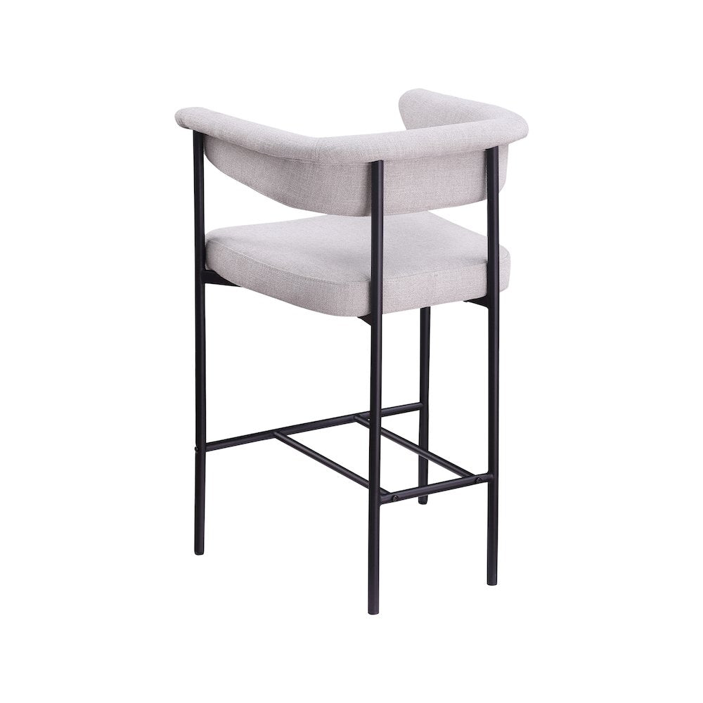 Malin Grey Linen Textured Fabric Counter Stool, Set of 2