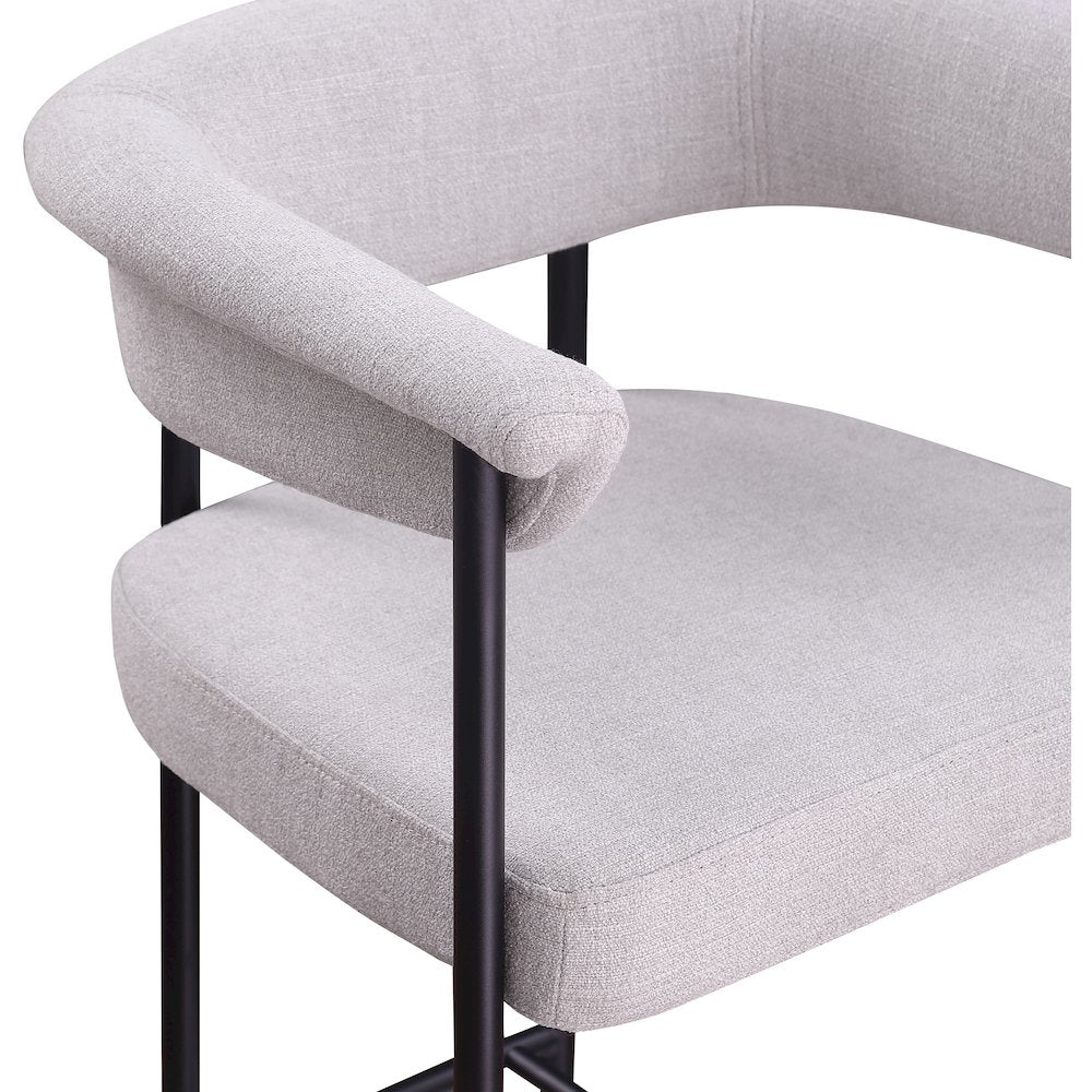 Malin Grey Linen Textured Fabric Counter Stool, Set of 2