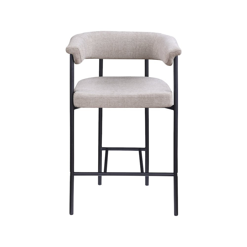 Malin Taupe Linen Textured Fabric Counter Stool, Set of 2