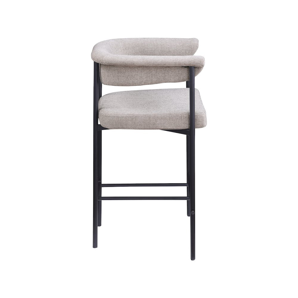 Malin Taupe Linen Textured Fabric Counter Stool, Set of 2