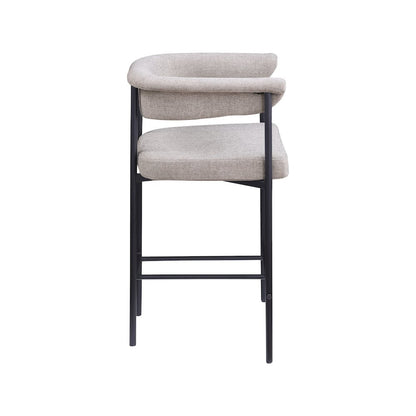 Malin Taupe Linen Textured Fabric Counter Stool, Set of 2
