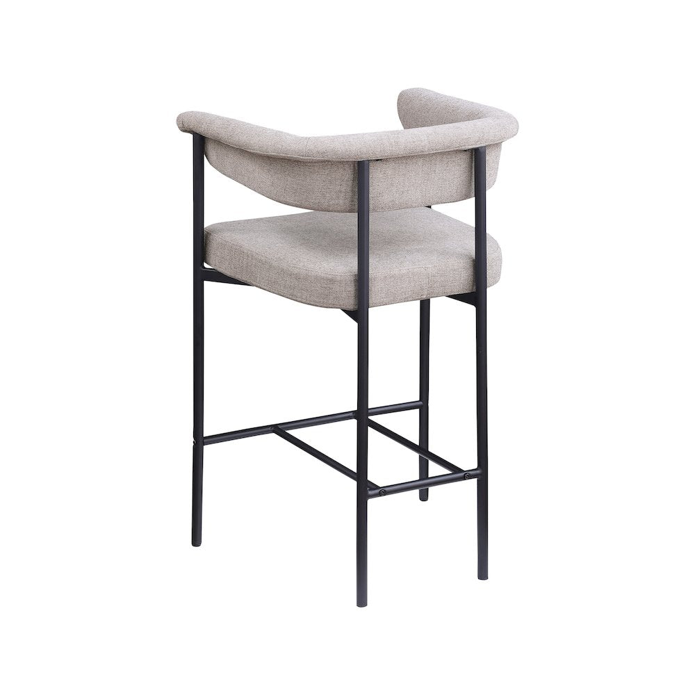 Malin Taupe Linen Textured Fabric Counter Stool, Set of 2
