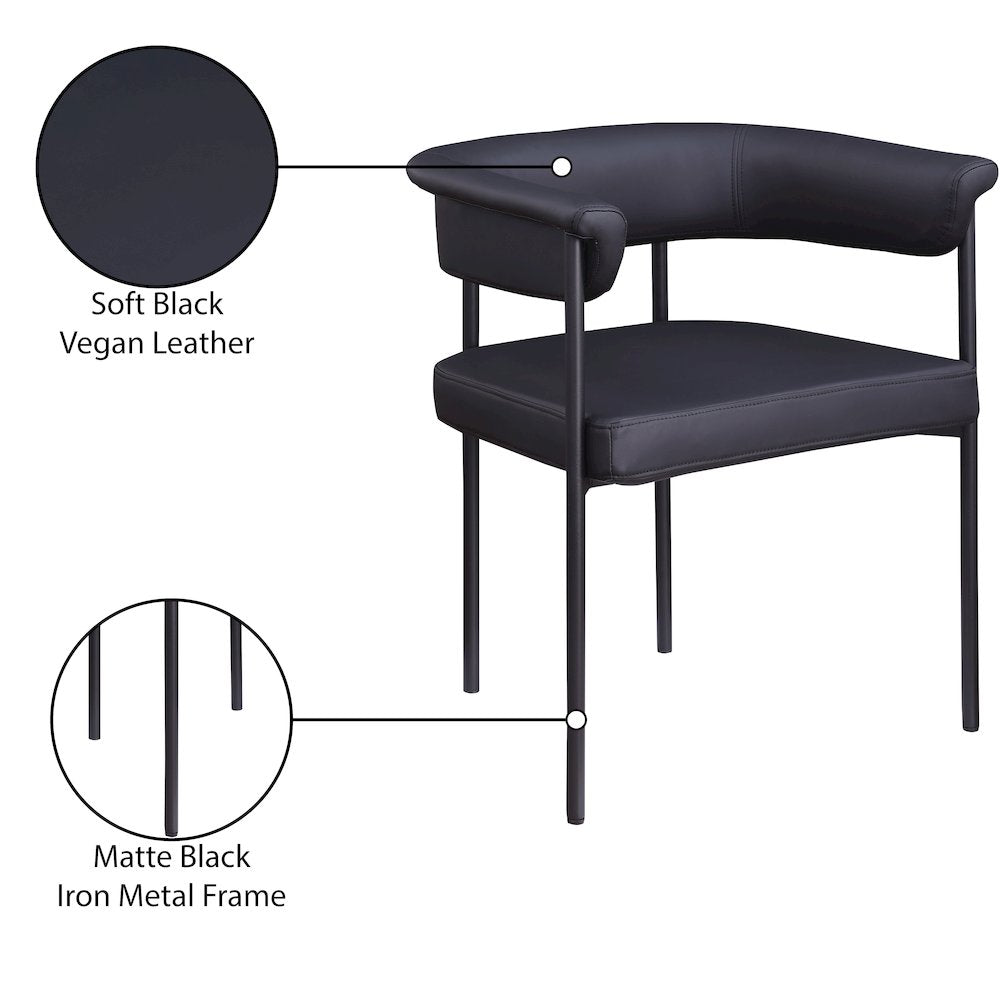 Malin Black Vegan Leather Dining Chair, Set of 2