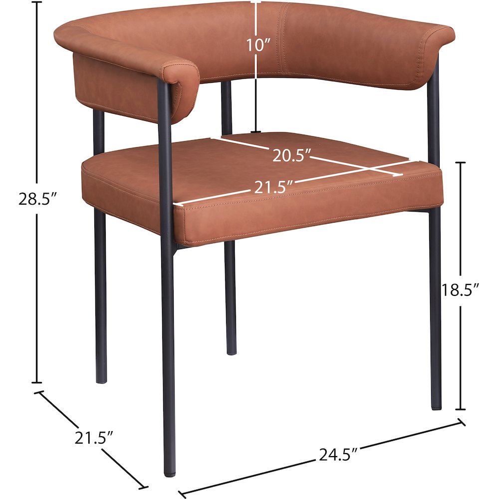 Malin Cognac Vegan Leather Dining Chair, Set of 2