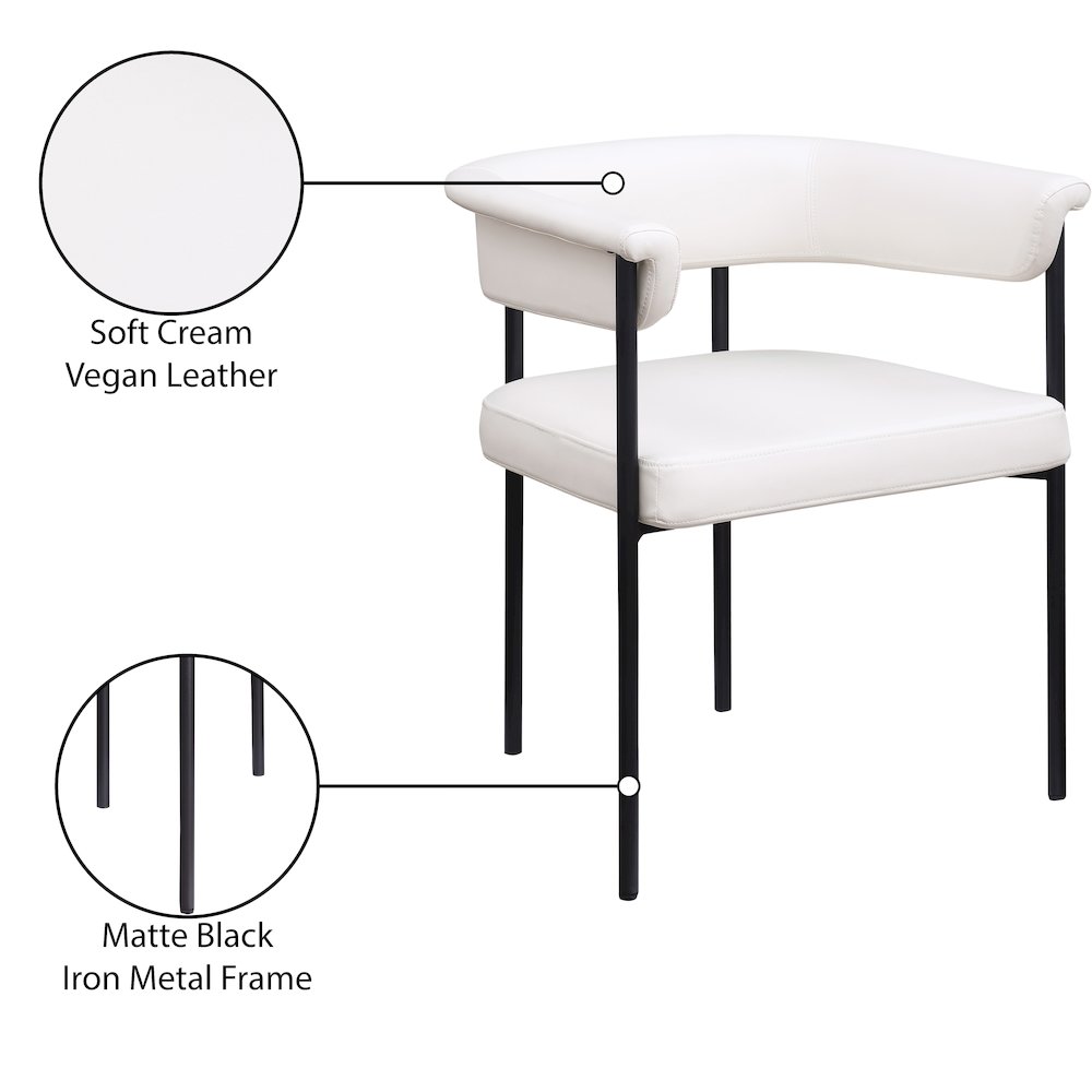 Malin Cream Vegan Leather Dining Chair, Set of 2