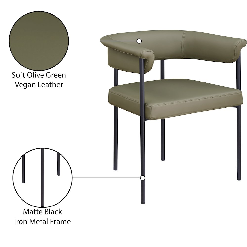 Malin Olive Vegan Leather Dining Chair, Set of 2