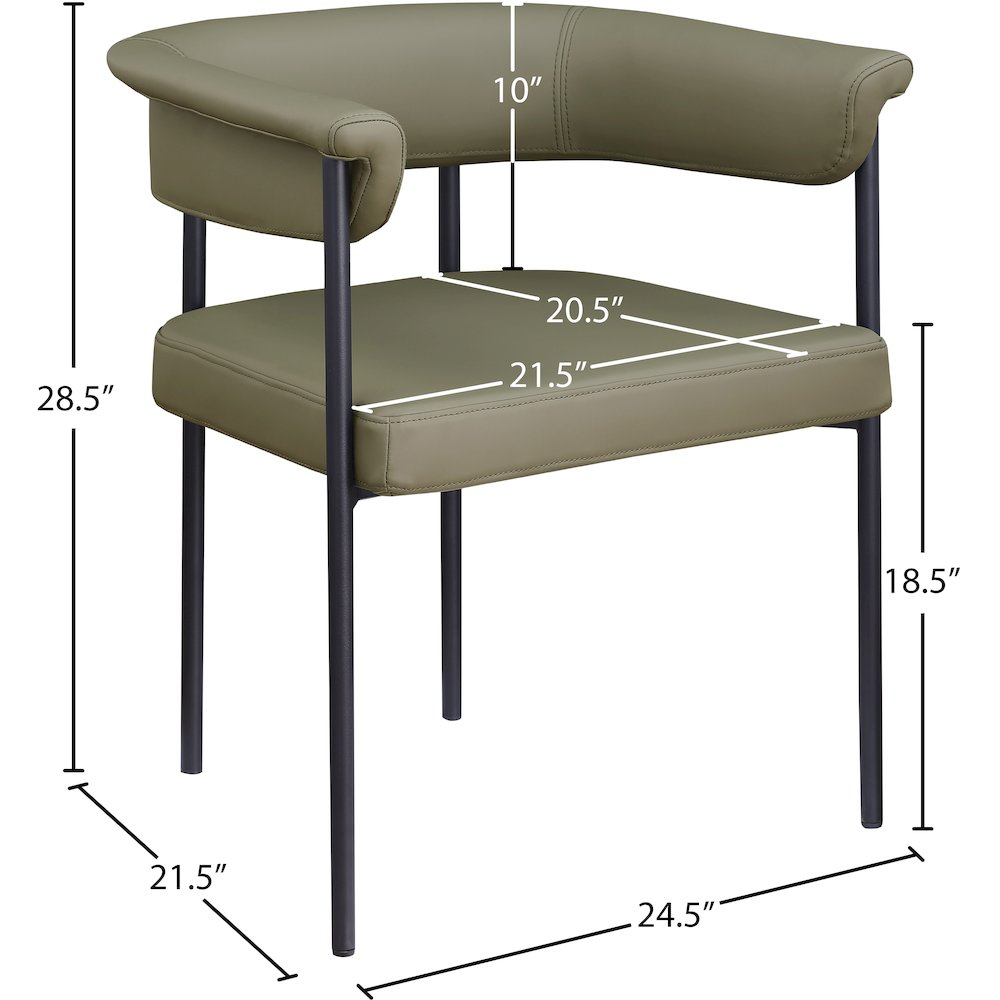 Malin Olive Vegan Leather Dining Chair, Set of 2