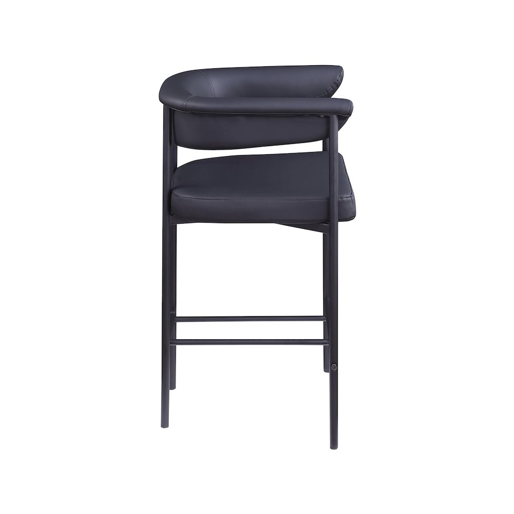 Malin Black Vegan Leather Counter Stool, Set of 2