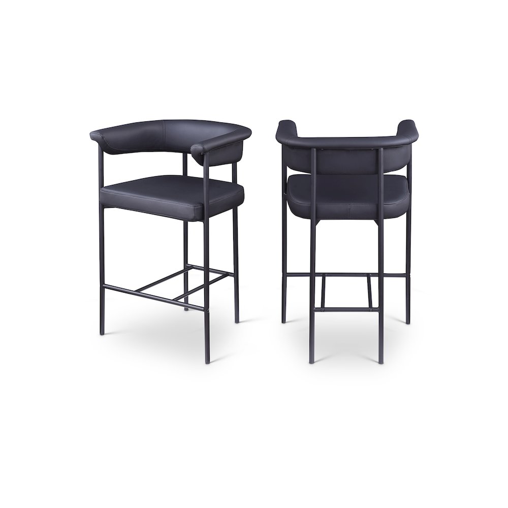 Malin Black Vegan Leather Counter Stool, Set of 2