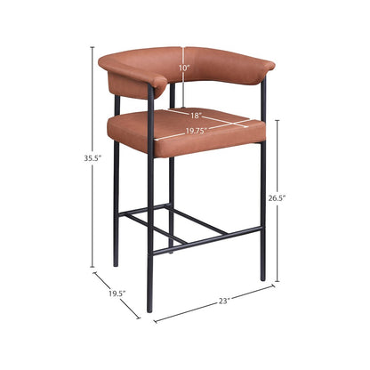 Malin Cognac Vegan Leather Counter Stool, Set of 2