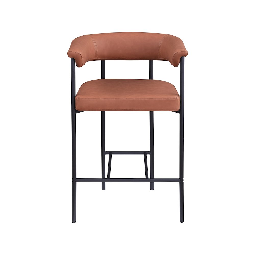 Malin Cognac Vegan Leather Counter Stool, Set of 2