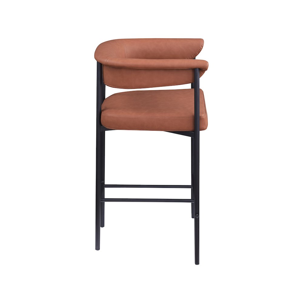 Malin Cognac Vegan Leather Counter Stool, Set of 2