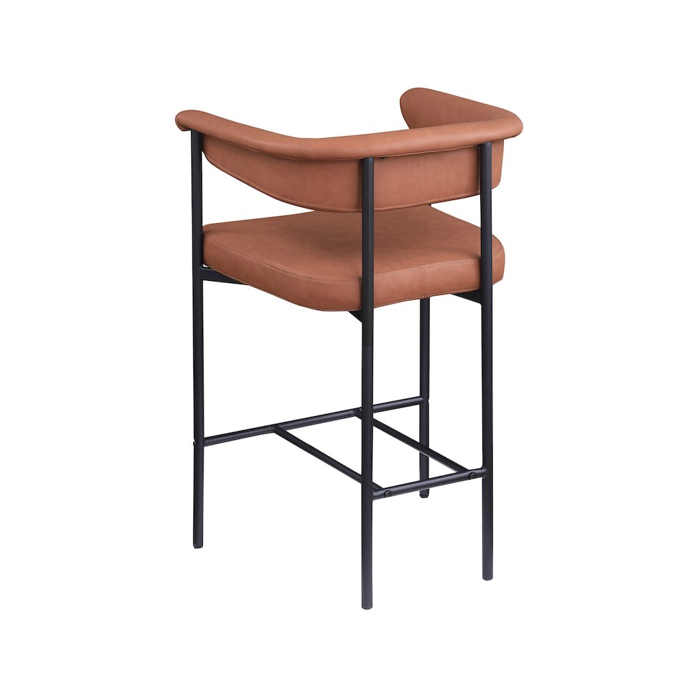 Malin Cognac Vegan Leather Counter Stool, Set of 2