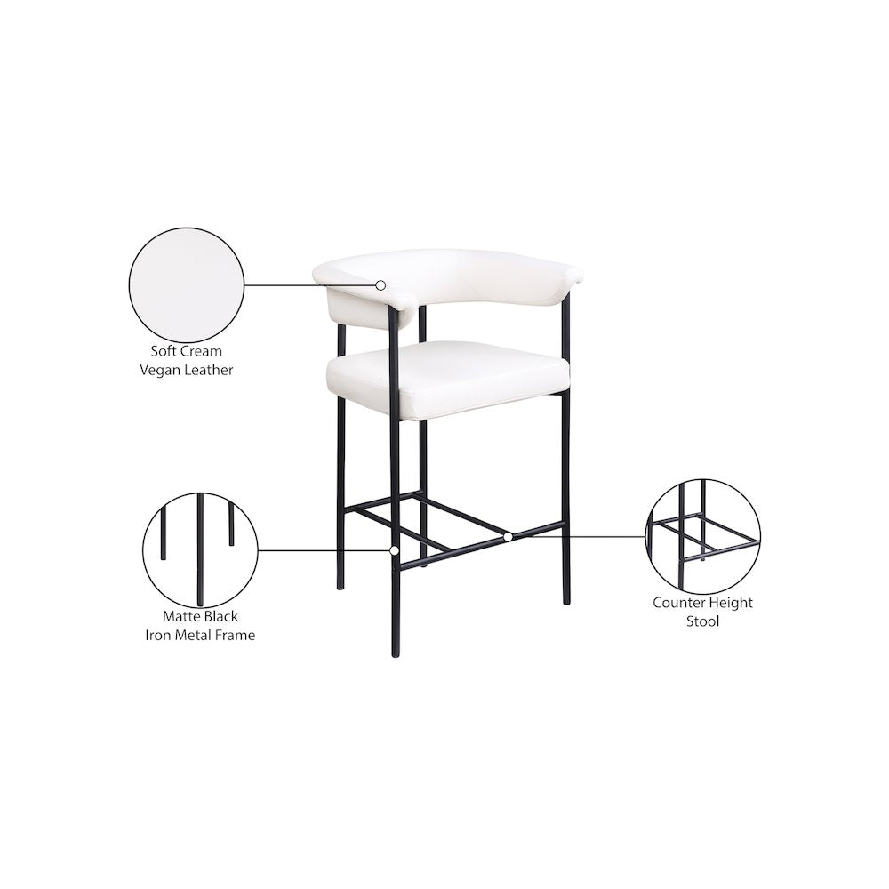 Malin Cream Vegan Leather Counter Stool, Set of 2